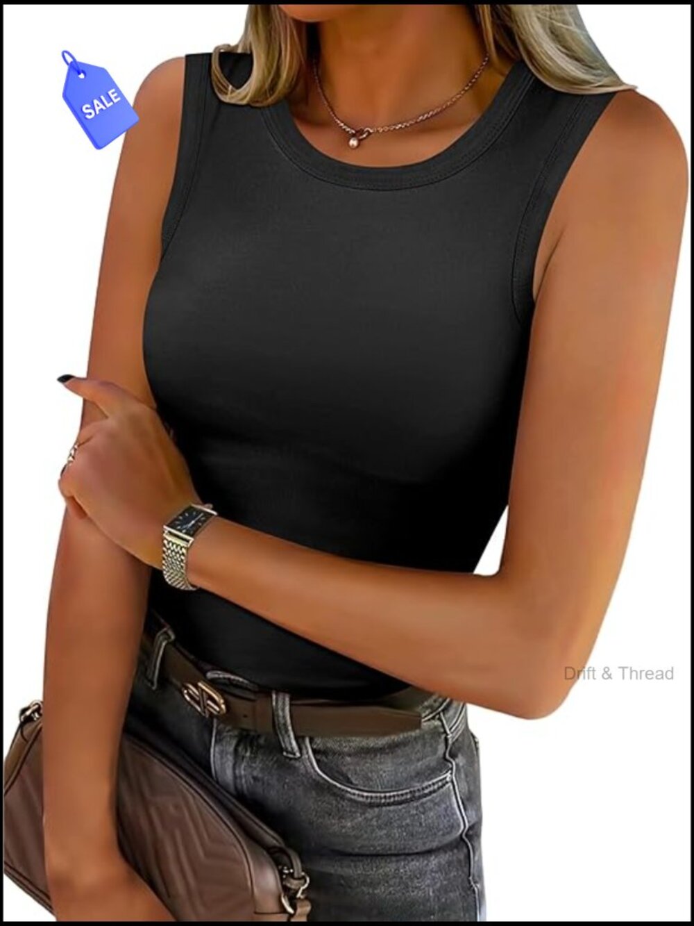 Stretchy Slim Fit Racerback Tank Top High Neck Sleeveless Summer Basic Tee